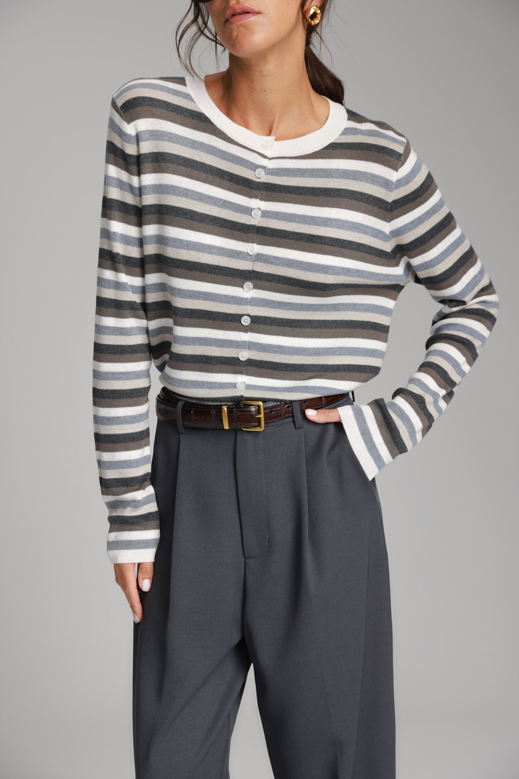 סריג ג'ול פסים אפורים