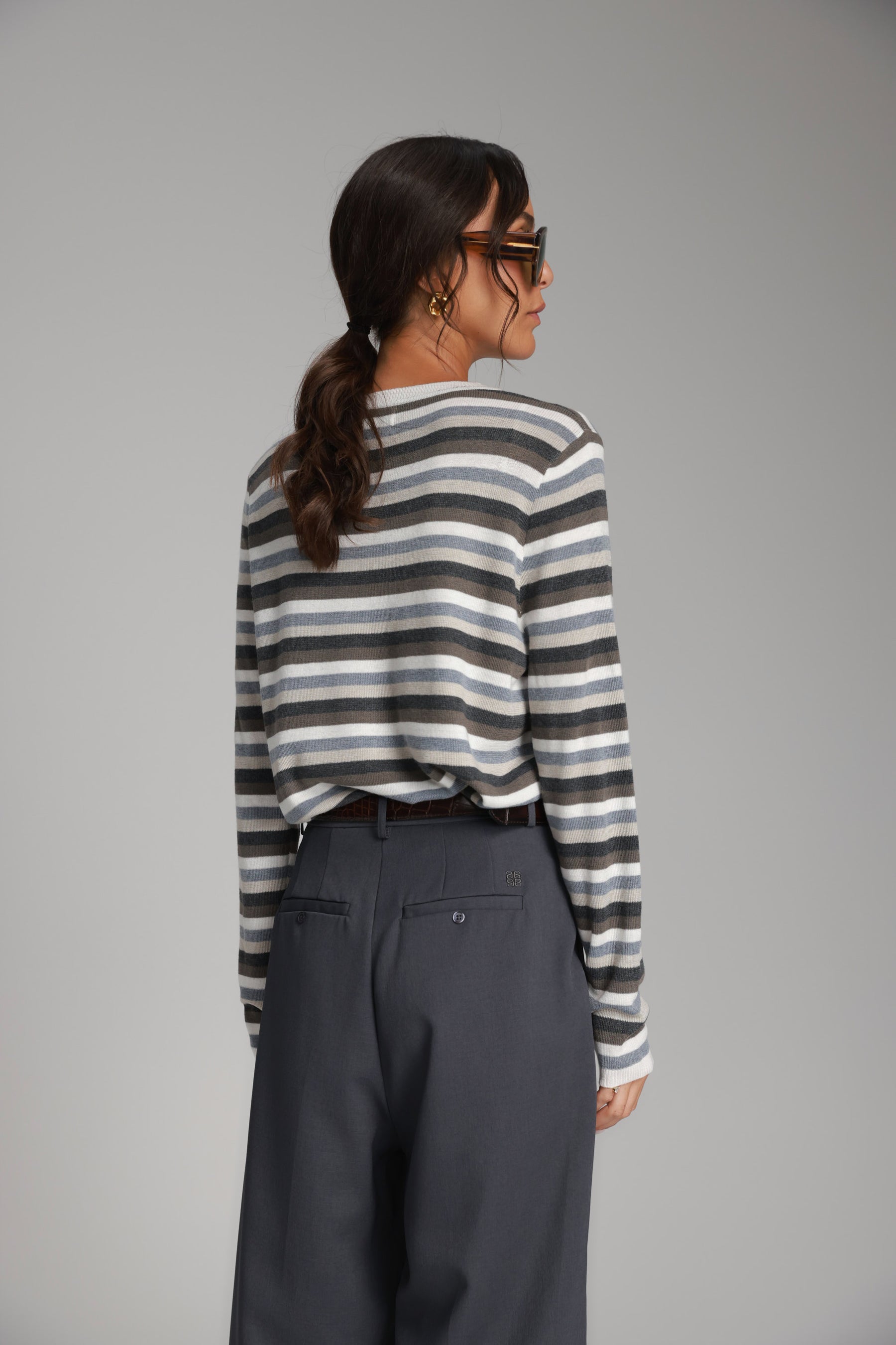 סריג ג'ול פסים אפורים