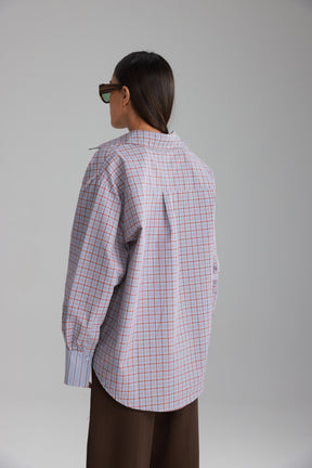 חולצת קולינה תכלת/בורדו