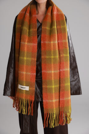 צעיף פולי משבצות כתום