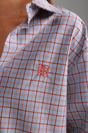 חולצת קולינה תכלת/בורדו