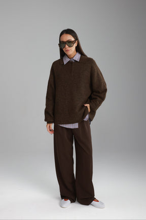 סוודר מולי חום כהה