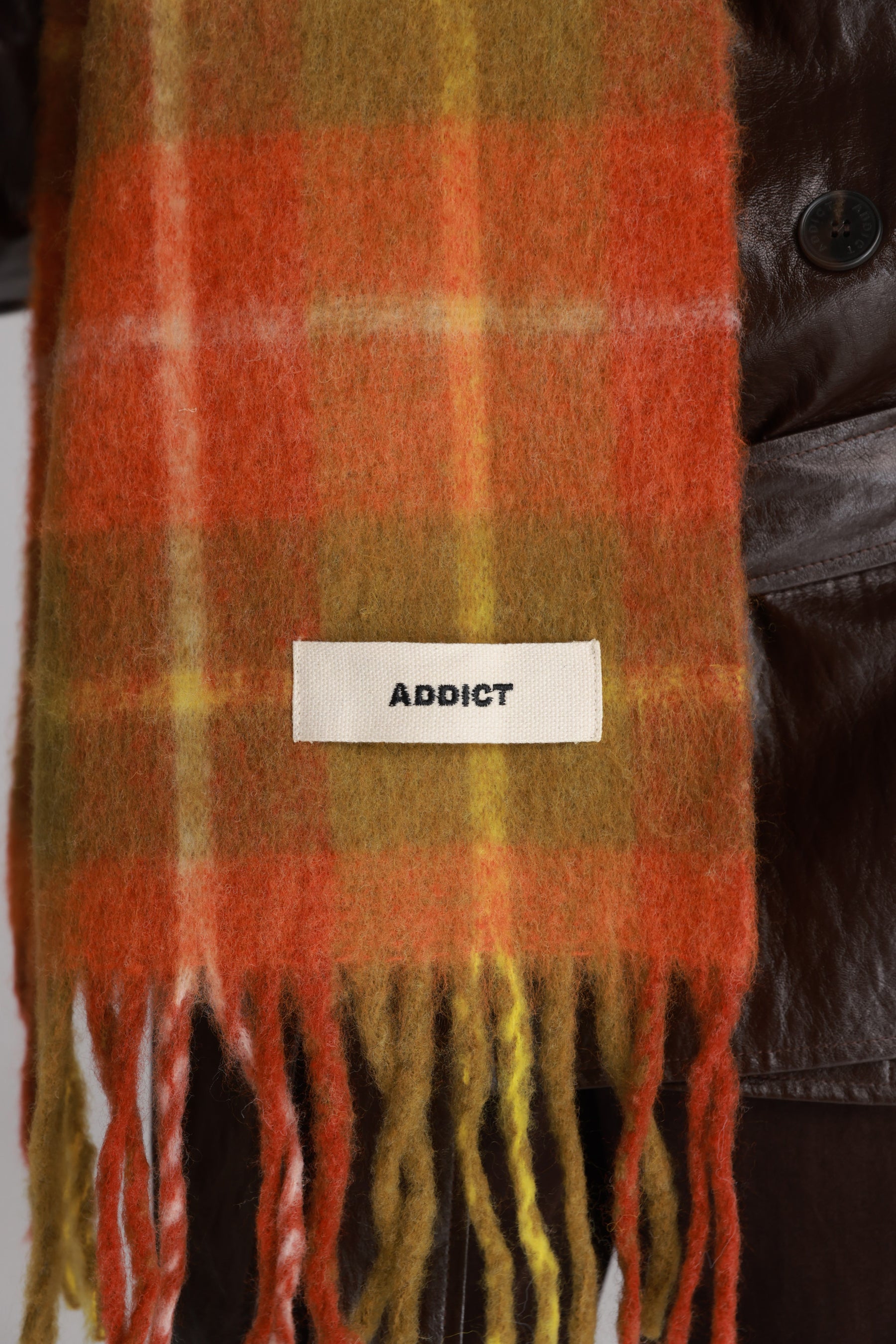 צעיף פולי משבצות כתום