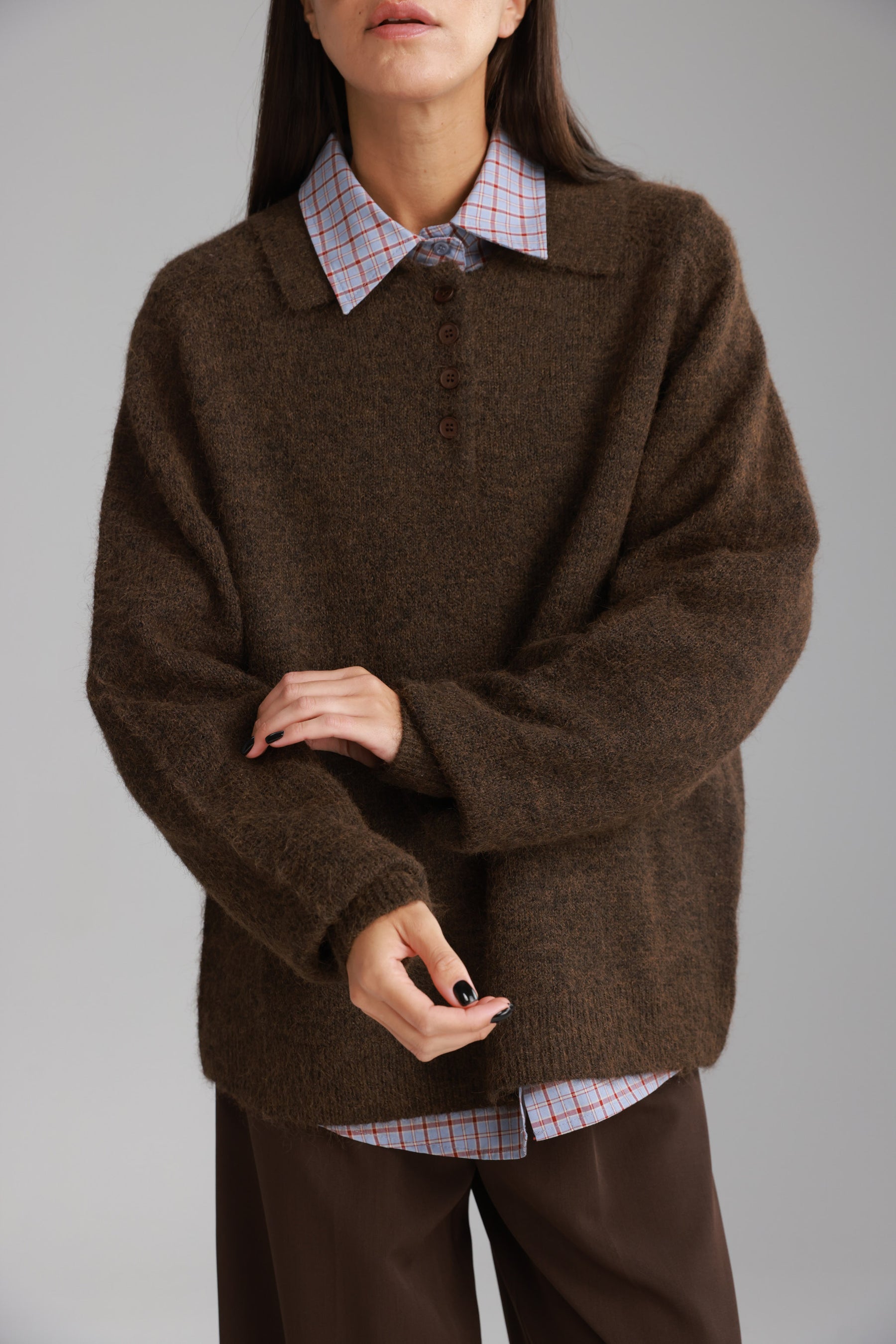 סוודר מולי חום כהה