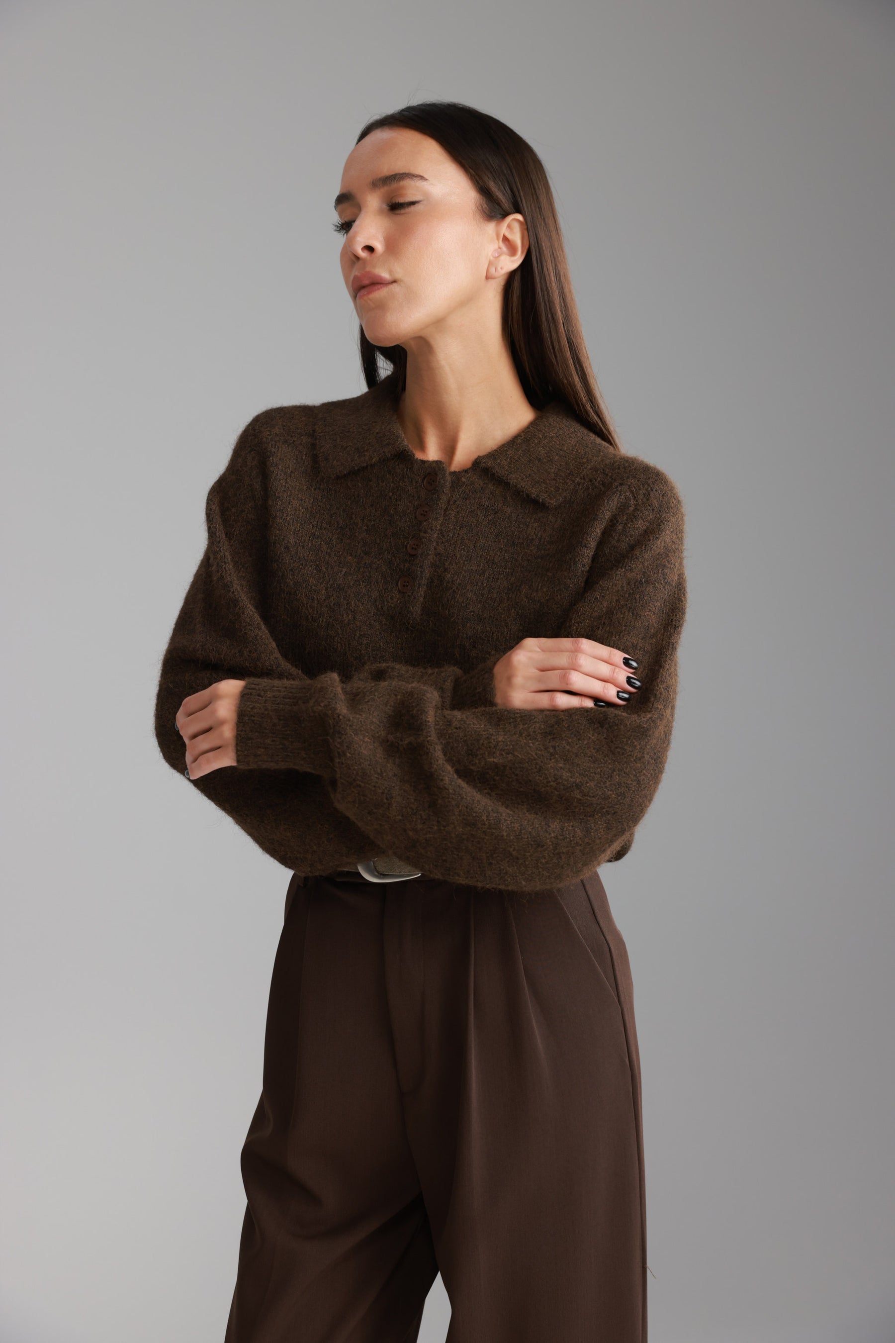 סוודר מולי חום כהה