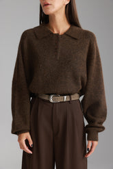 סוודר מולי חום כהה