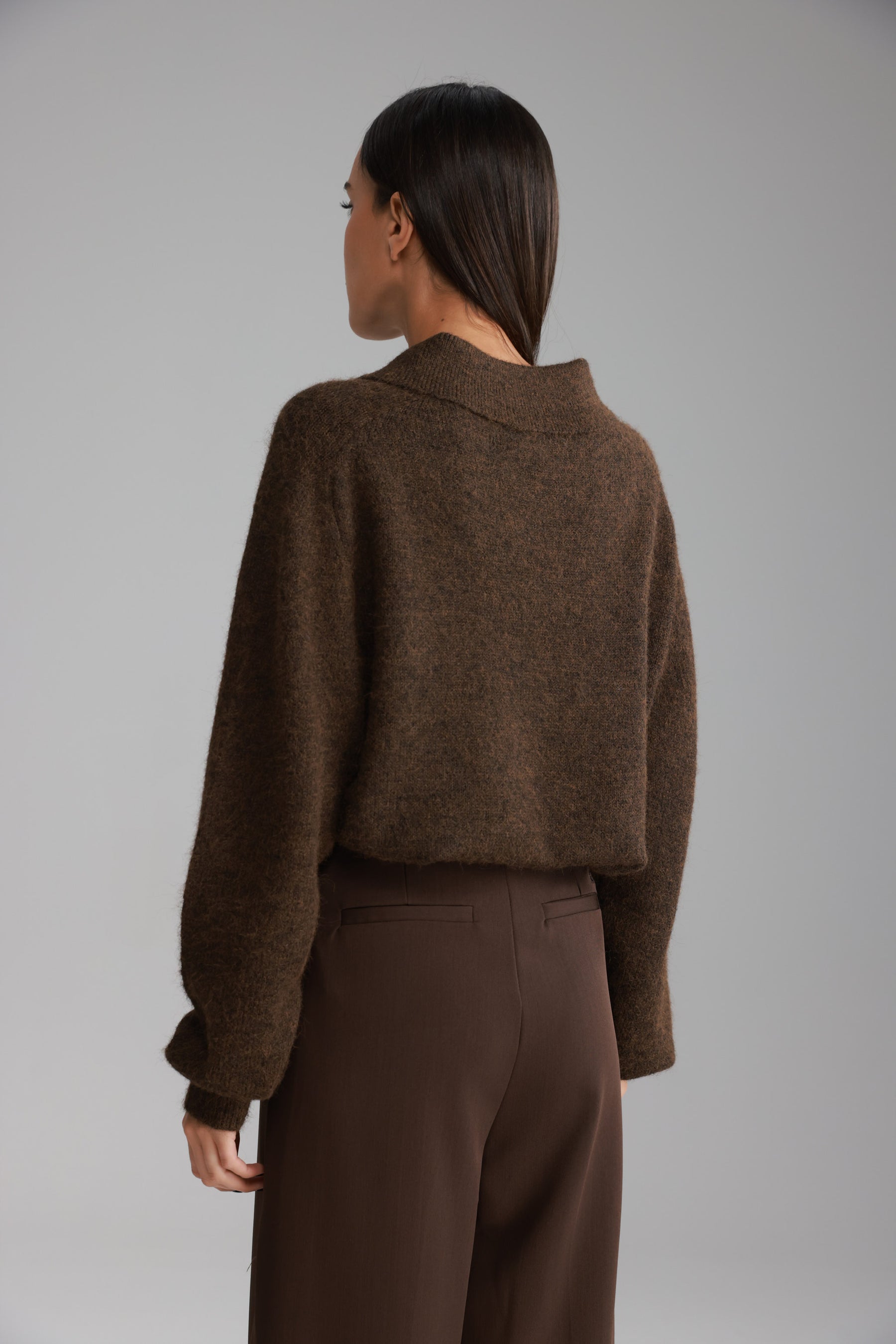 סוודר מולי חום כהה