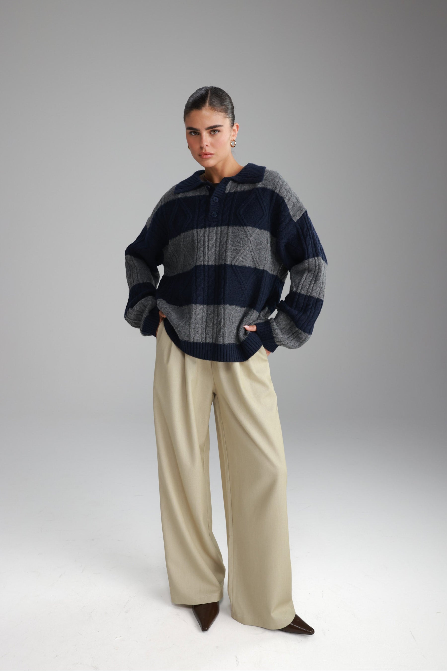 סוודר זאק נייבי/אפור