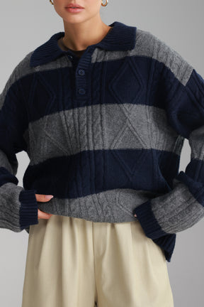 סוודר זאק נייבי/אפור