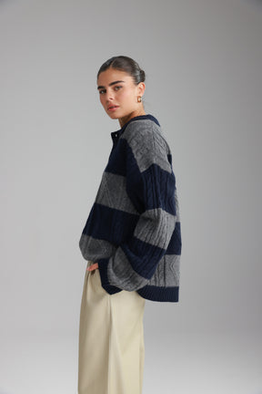 סוודר זאק נייבי/אפור