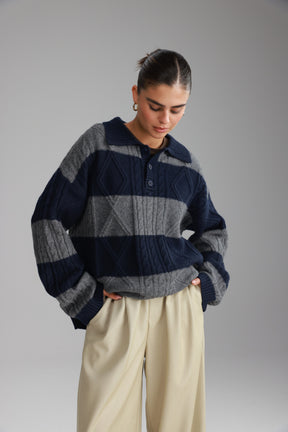 סוודר זאק נייבי/אפור