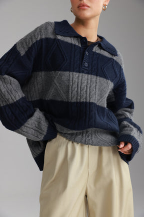 סוודר זאק נייבי/אפור