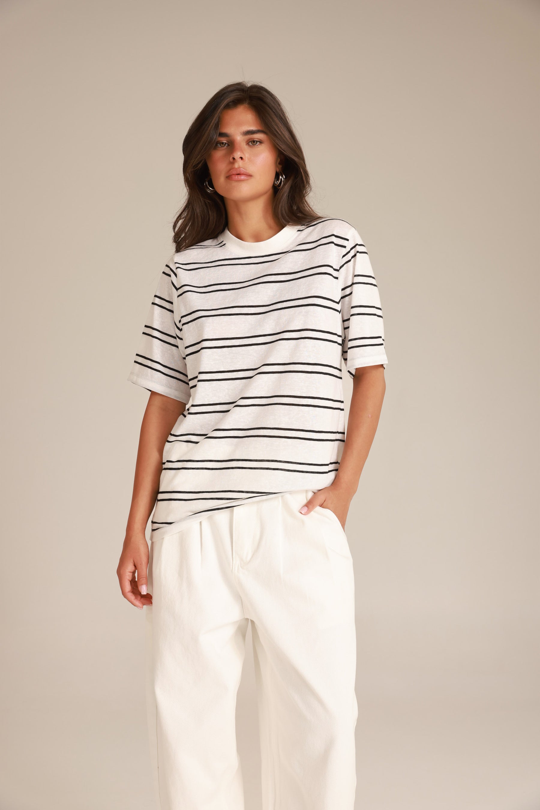 חולצת סשה פסים לבן/שחור
