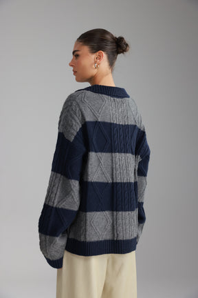 סוודר זאק נייבי/אפור