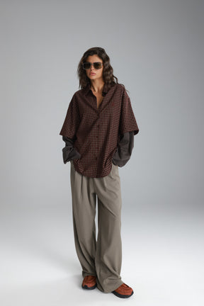 חולצת נארה בורדו/אפור