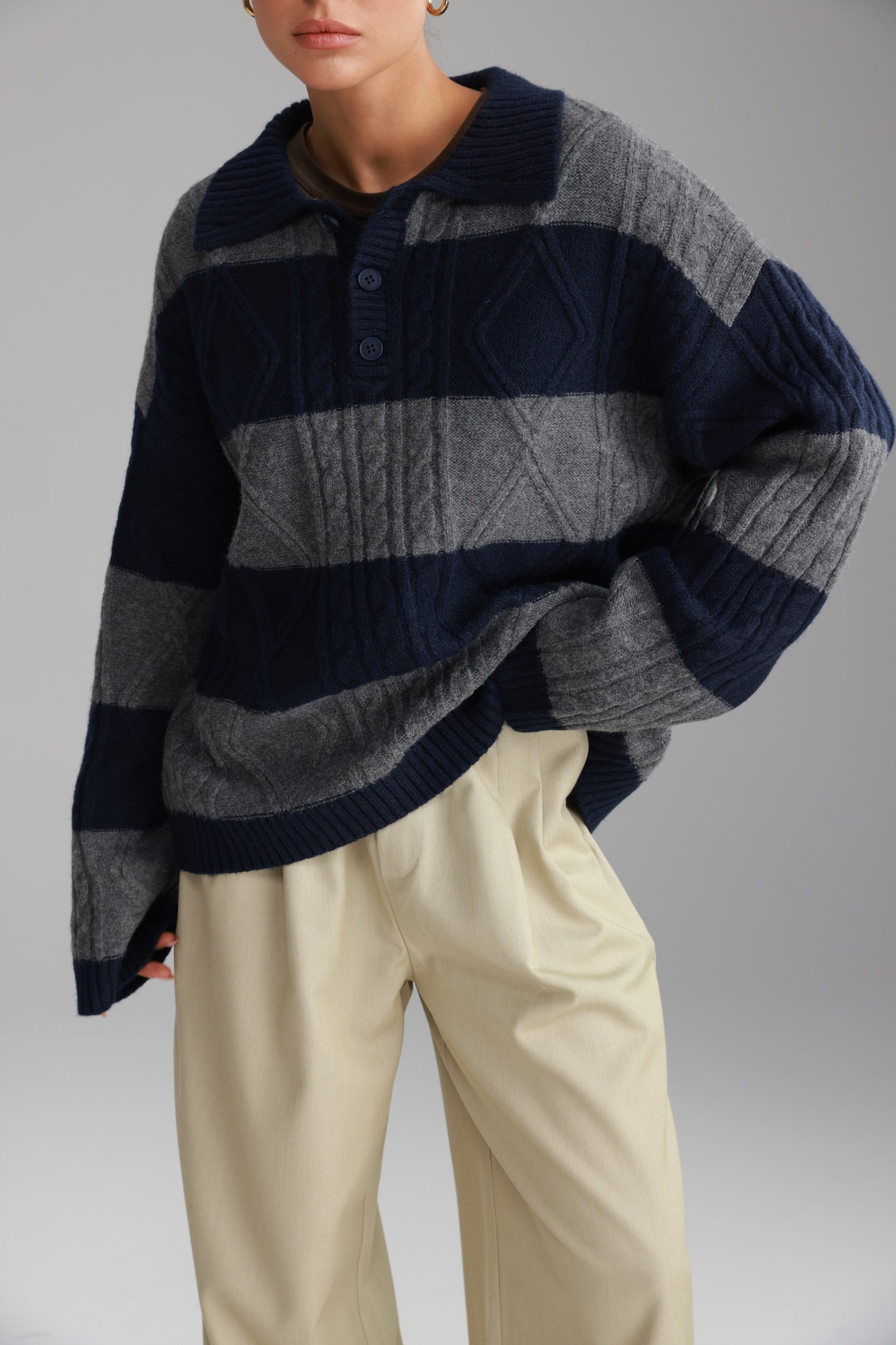 סוודר זאק נייבי/אפור