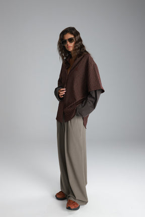 חולצת נארה בורדו/אפור