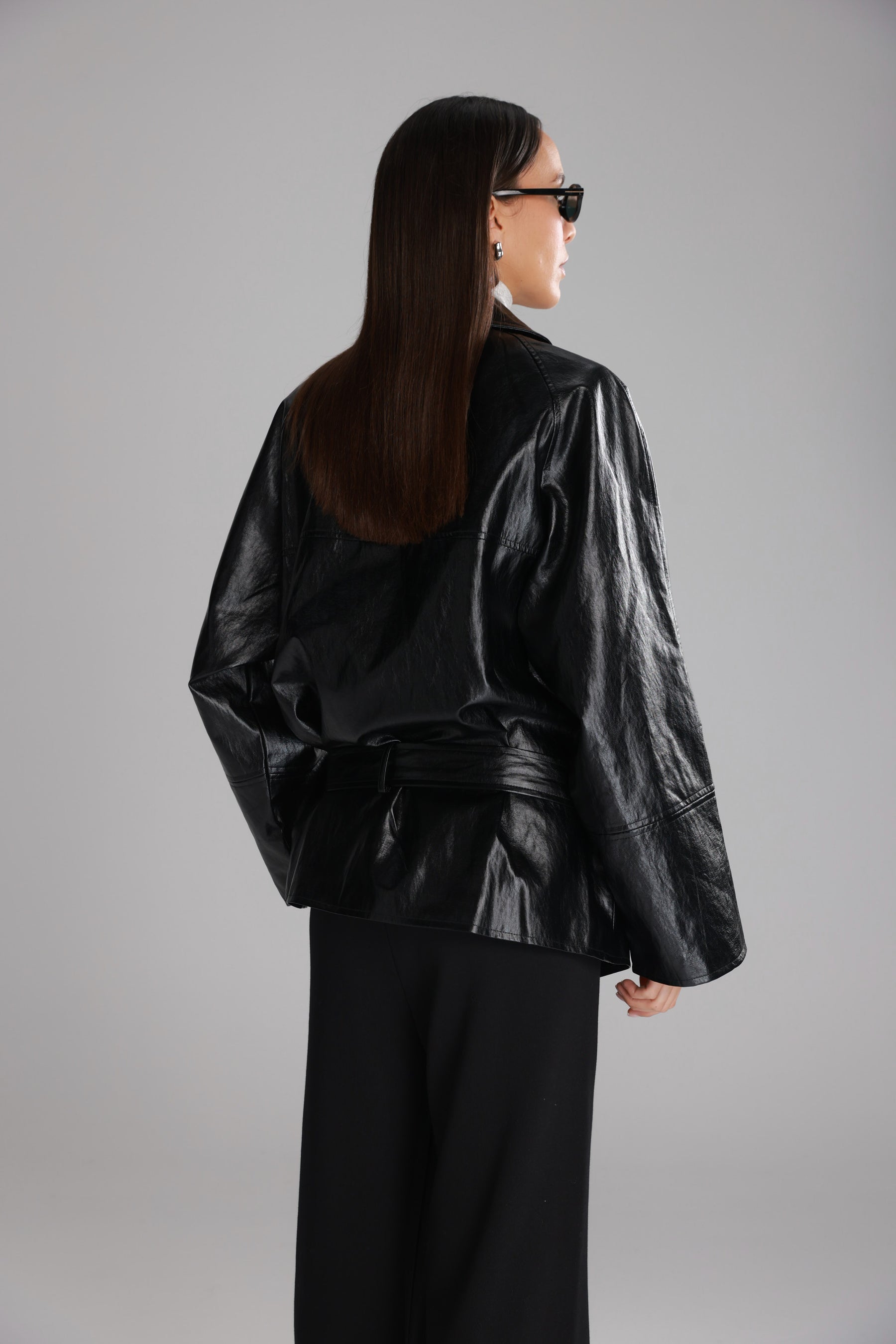 מעיל רודי דמוי עור שחור