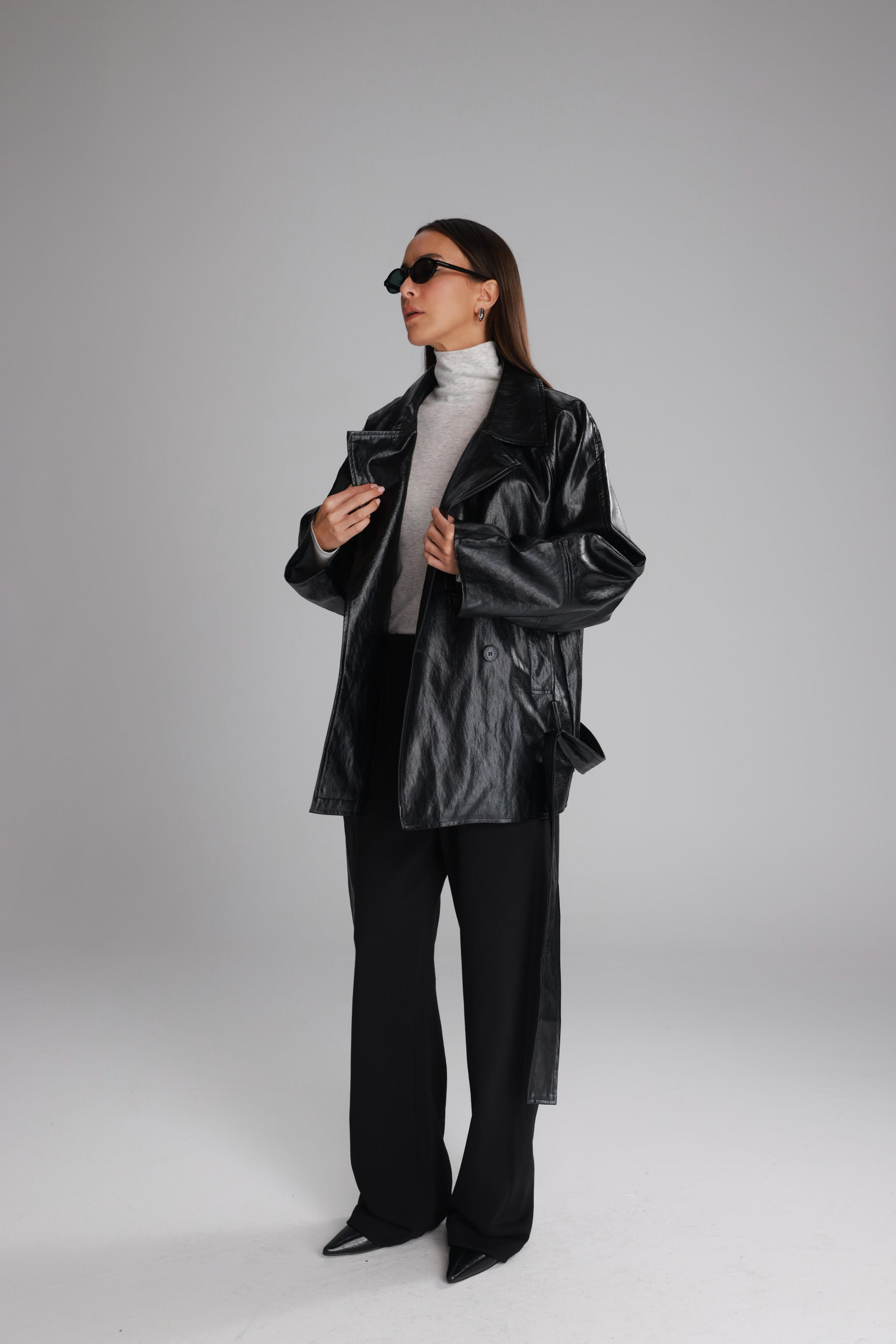 מעיל רודי דמוי עור שחור