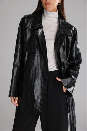 מעיל רודי דמוי עור שחור