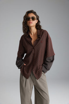 חולצת נארה בורדו/אפור