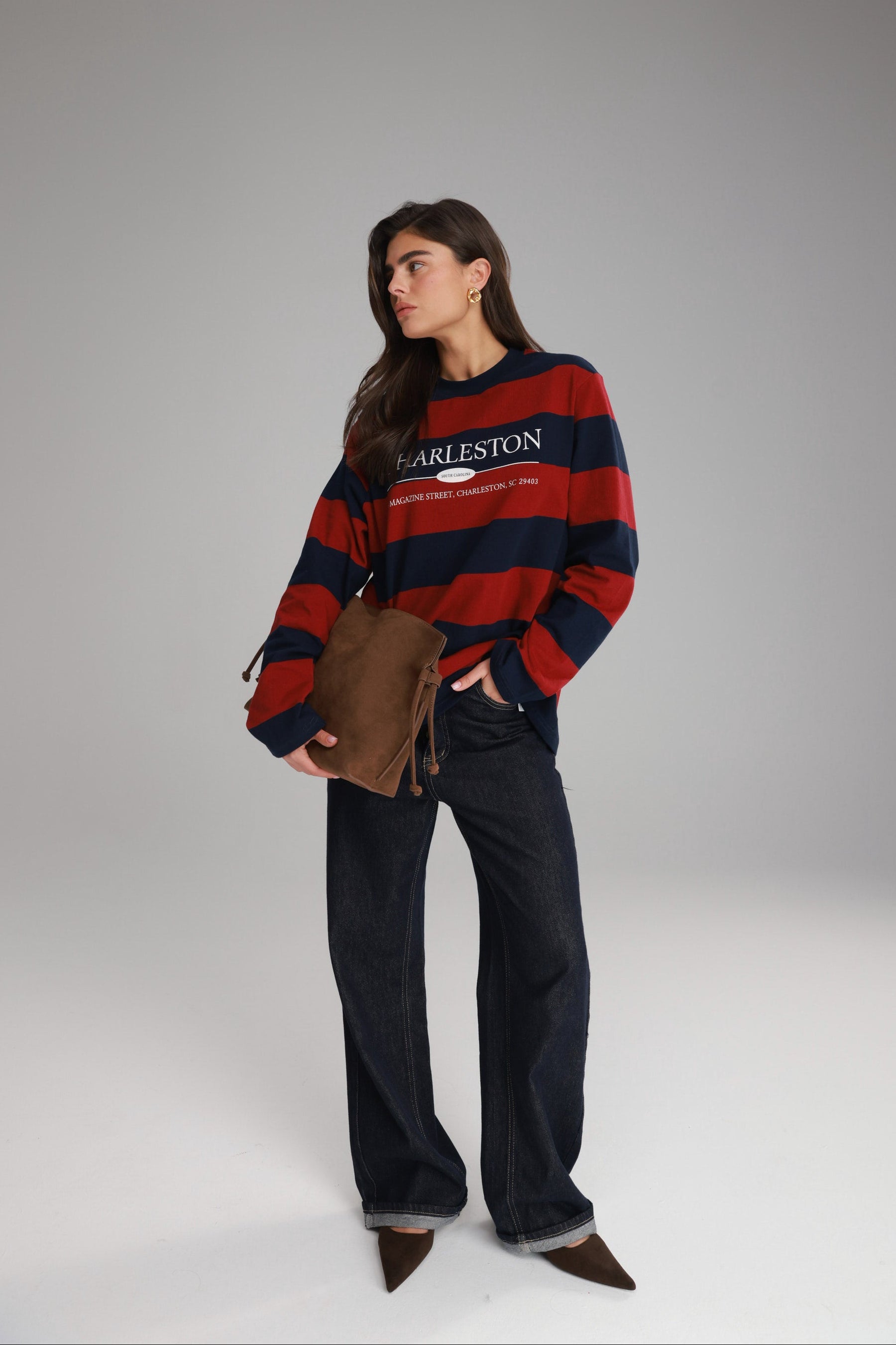 חולצת ג'ורג'ינה נייבי/בורדו