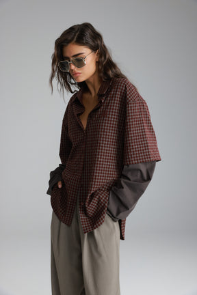 חולצת נארה בורדו/אפור