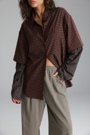 חולצת נארה בורדו/אפור