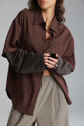 חולצת נארה בורדו/אפור