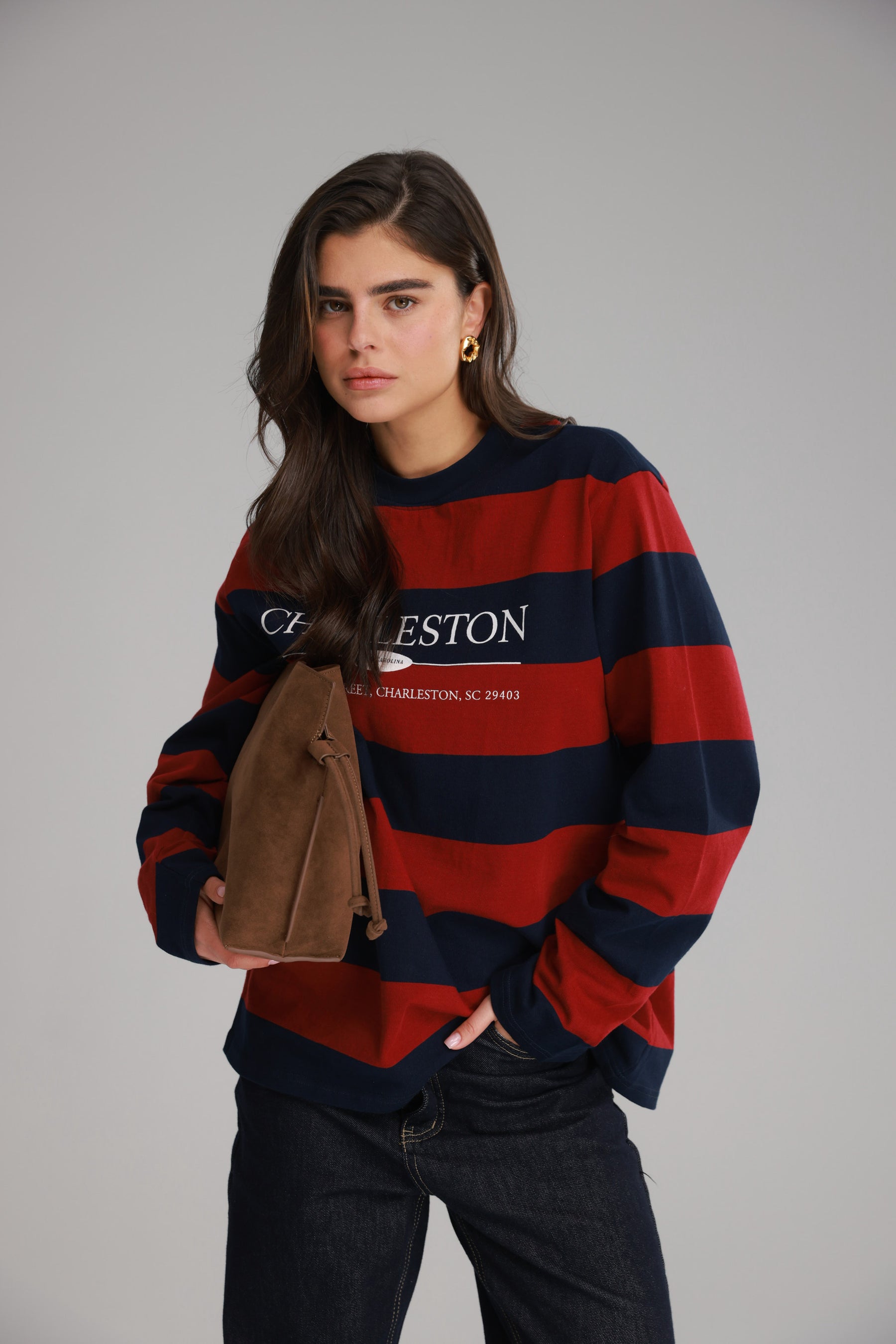 חולצת ג'ורג'ינה נייבי/בורדו