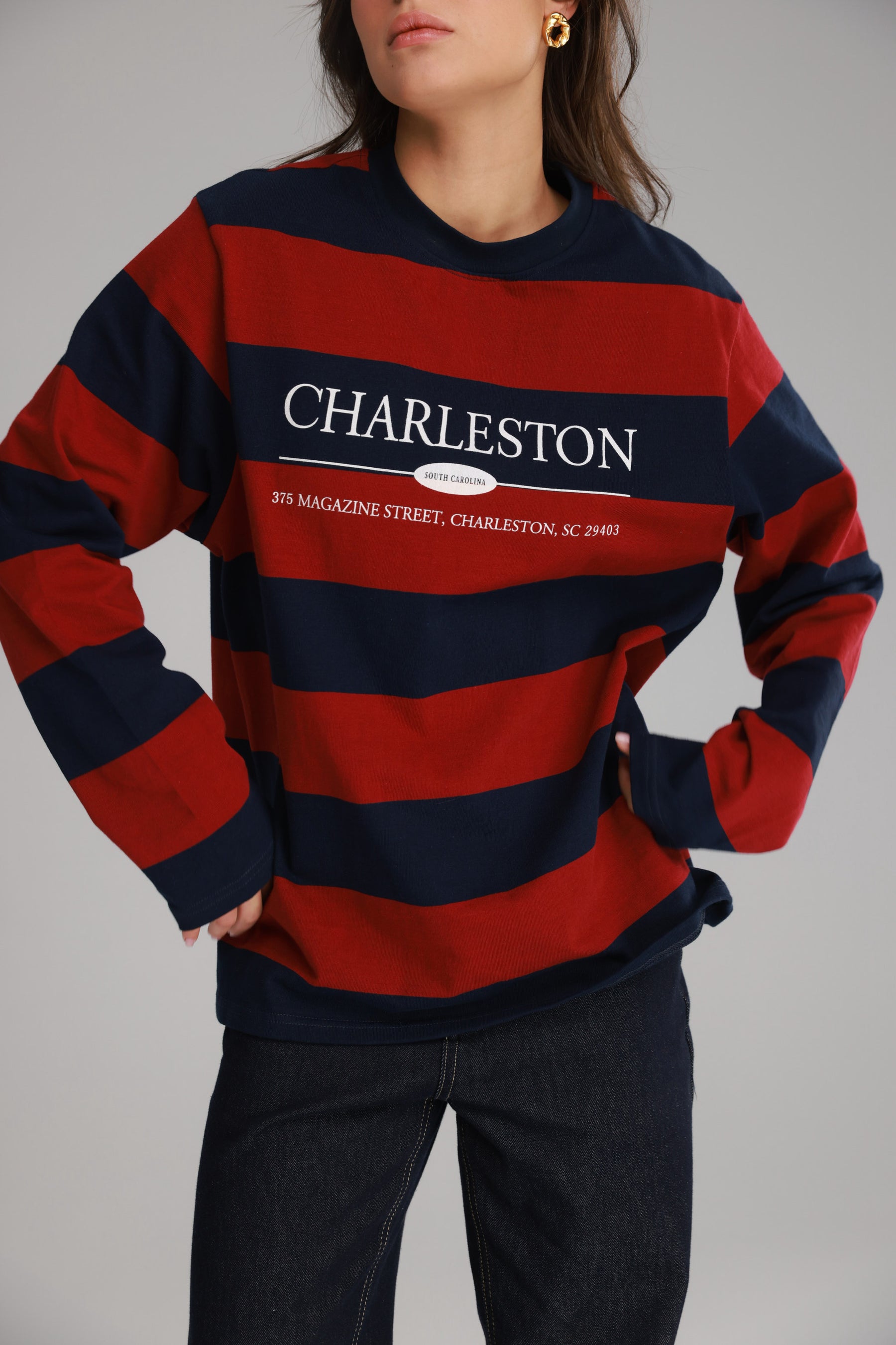 חולצת ג'ורג'ינה נייבי/בורדו