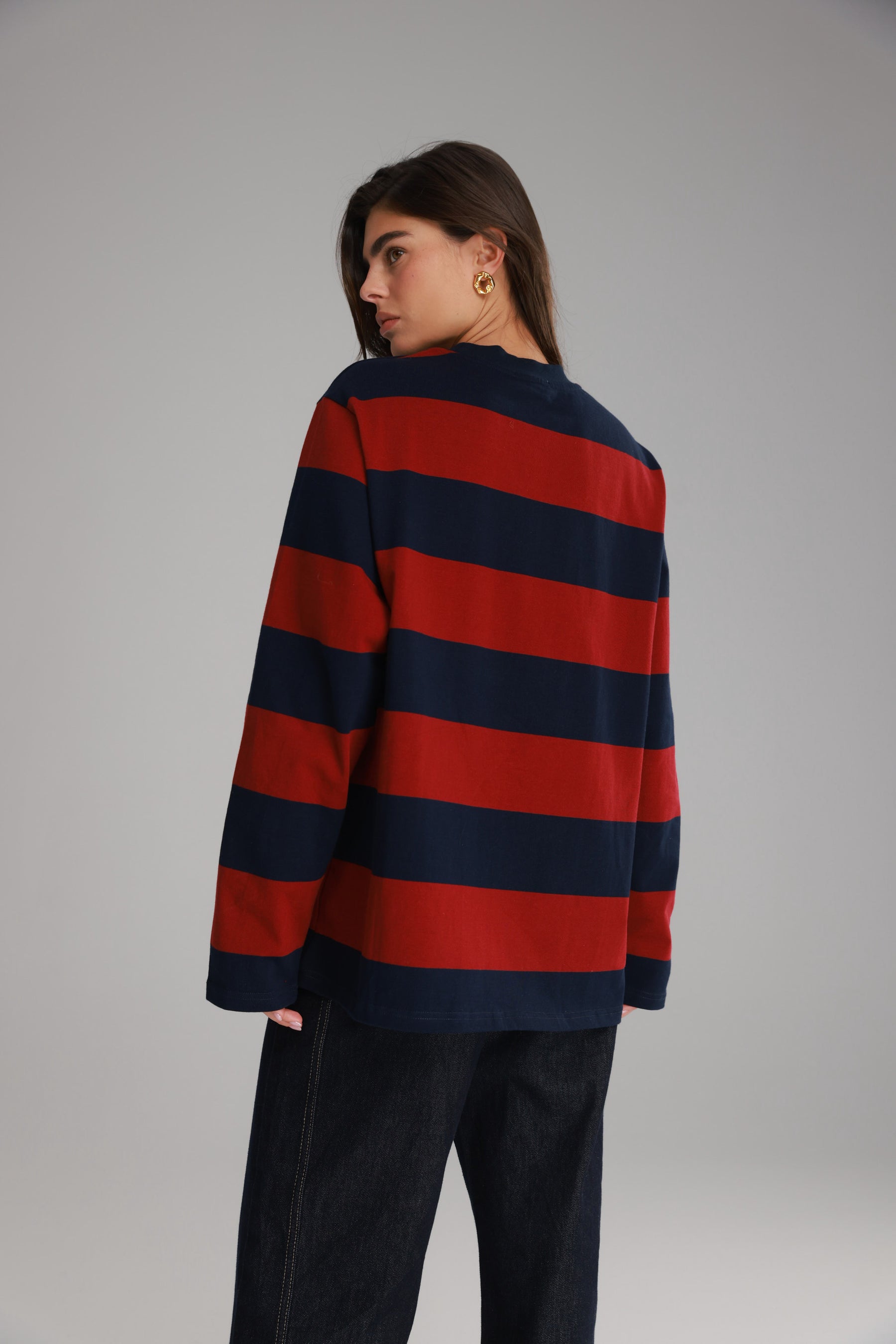 חולצת ג'ורג'ינה נייבי/בורדו