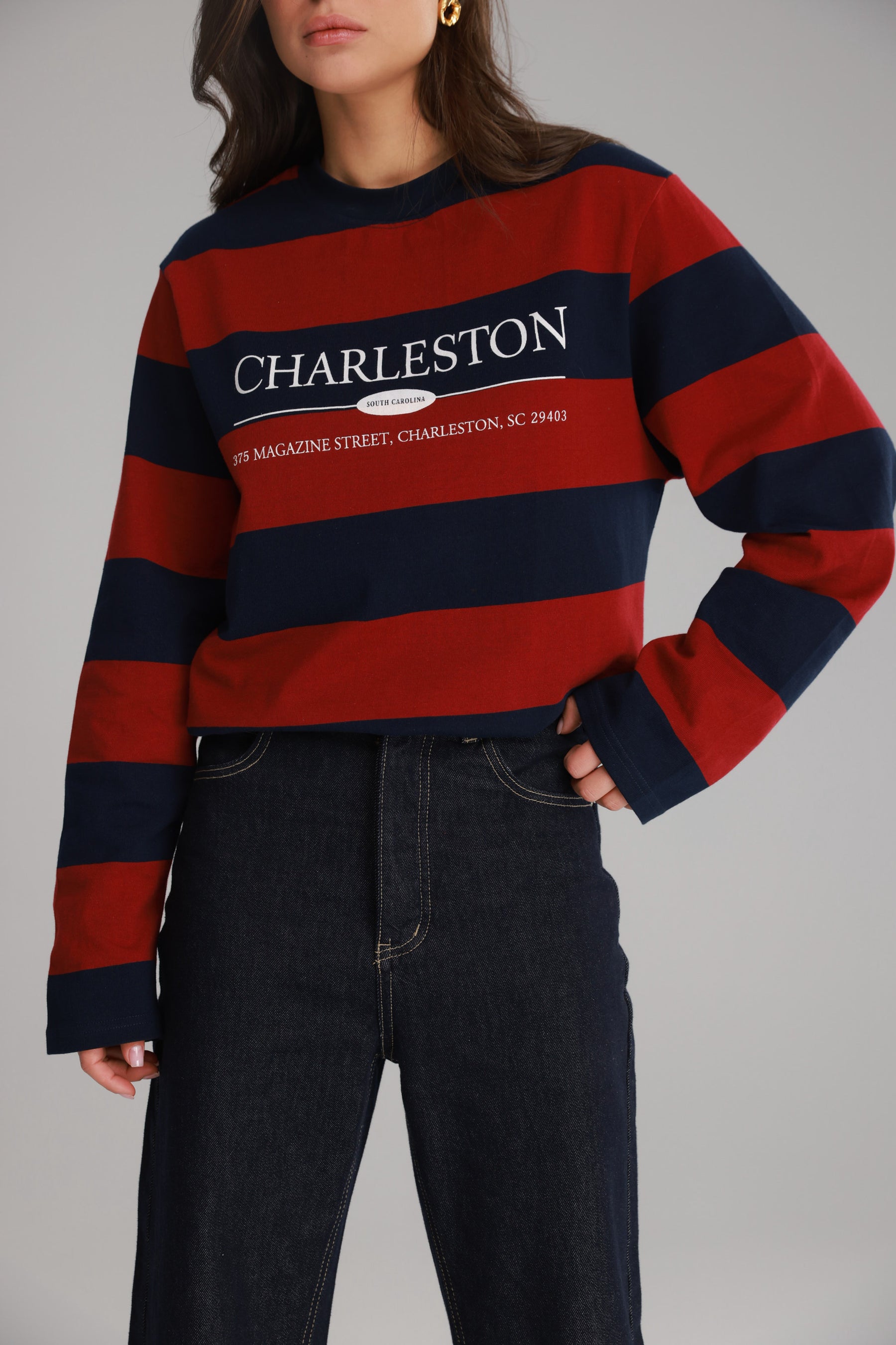 חולצת ג'ורג'ינה נייבי/בורדו