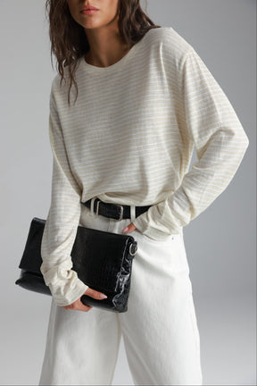 חולצת מורנה פסים שמנת/לבן