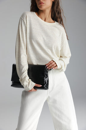 חולצת מורנה פסים שמנת/לבן