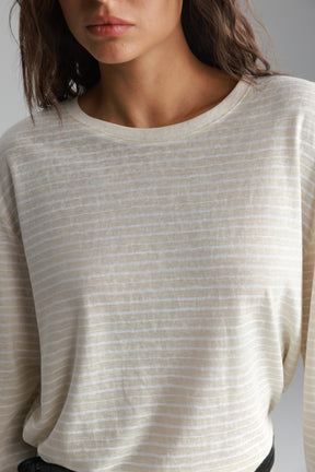 חולצת מורנה פסים שמנת/לבן