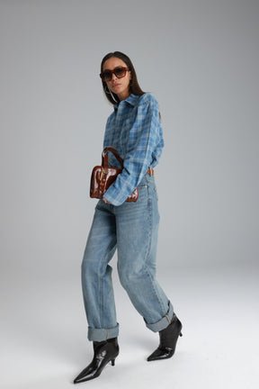 חולצת ג'וי מכופתרת ג'ינס כחול בהיר