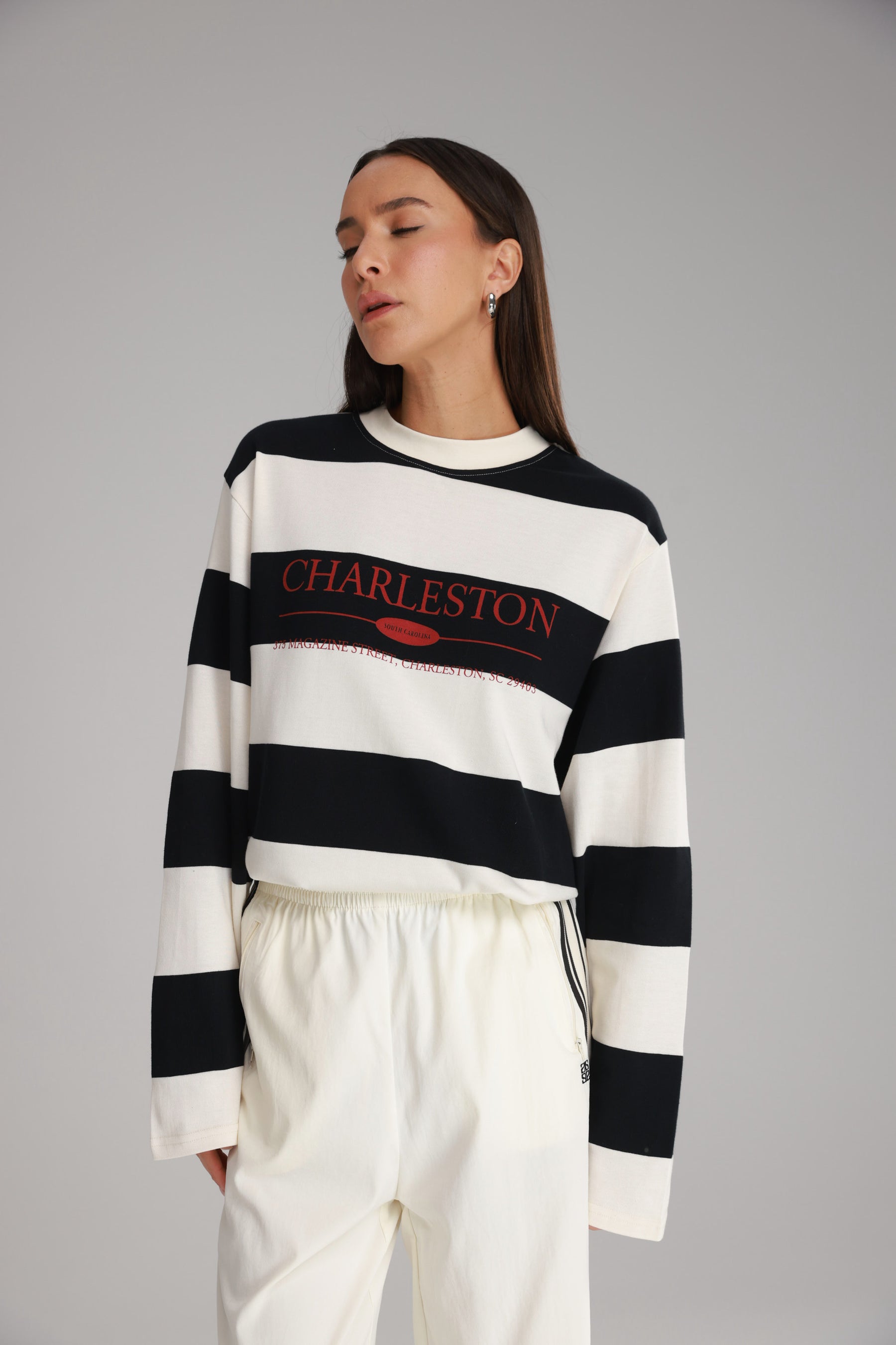 חולצת ג'ורג'ינה שחור/שמנת