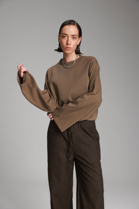 חולצת נדיה חומה