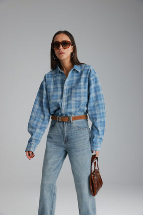 חולצת ג'וי מכופתרת ג'ינס כחול בהיר