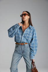 חולצת ג'וי מכופתרת ג'ינס כחול בהיר