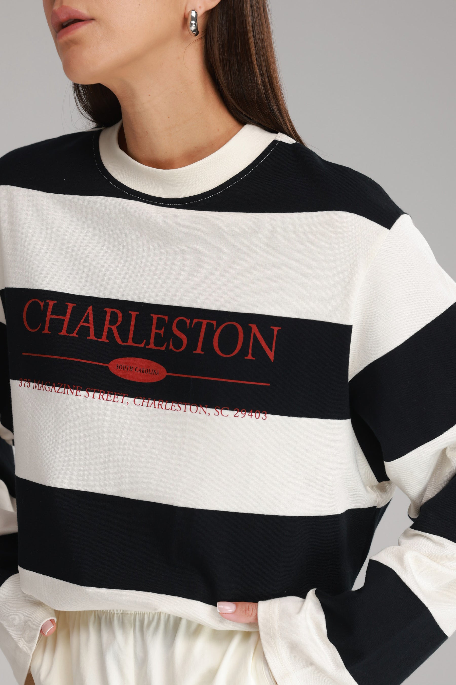 חולצת ג'ורג'ינה שחור/שמנת