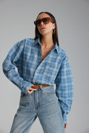 חולצת ג'וי מכופתרת ג'ינס כחול בהיר