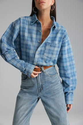 חולצת ג'וי מכופתרת ג'ינס כחול בהיר