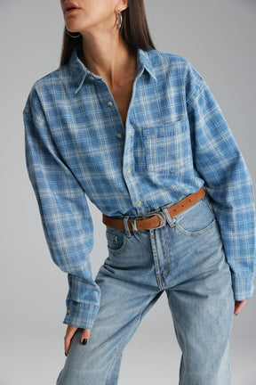 חולצת ג'וי מכופתרת ג'ינס כחול בהיר