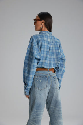 חולצת ג'וי מכופתרת ג'ינס כחול בהיר