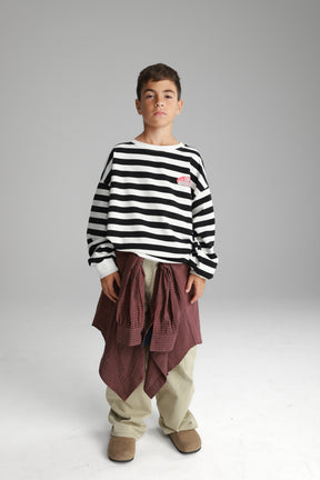 סוויטשירט נילסון פסים שחור/לבן