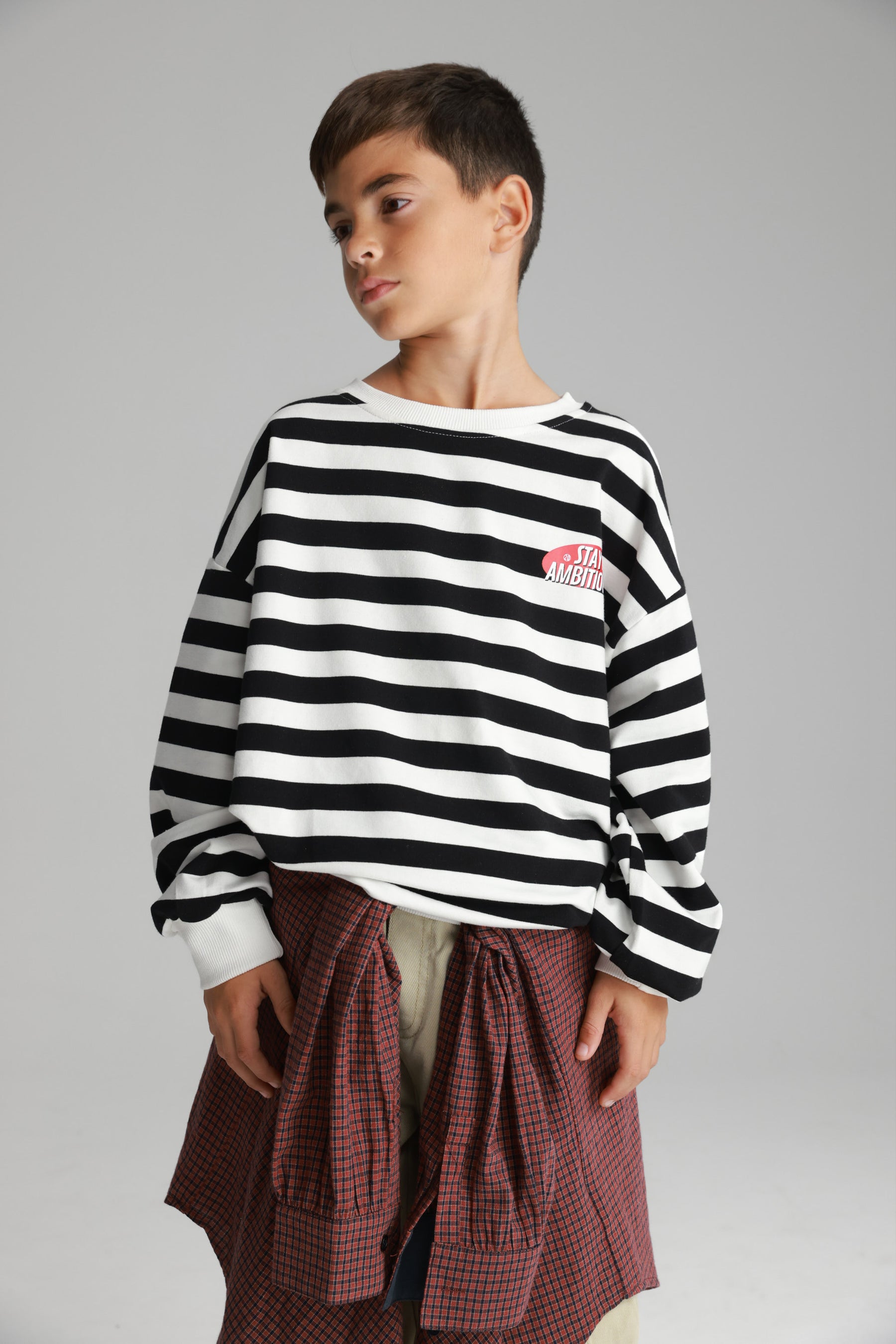 סוויטשירט נילסון פסים שחור/לבן