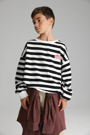 סוויטשירט נילסון פסים שחור/לבן