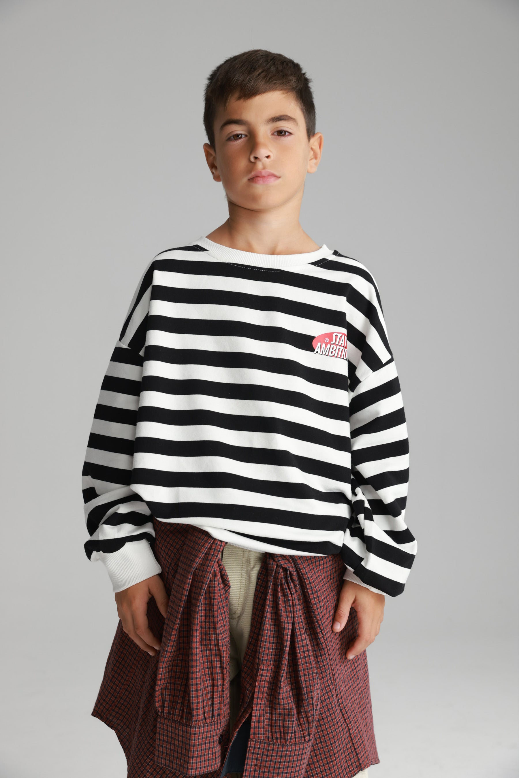 סוויטשירט נילסון פסים שחור/לבן